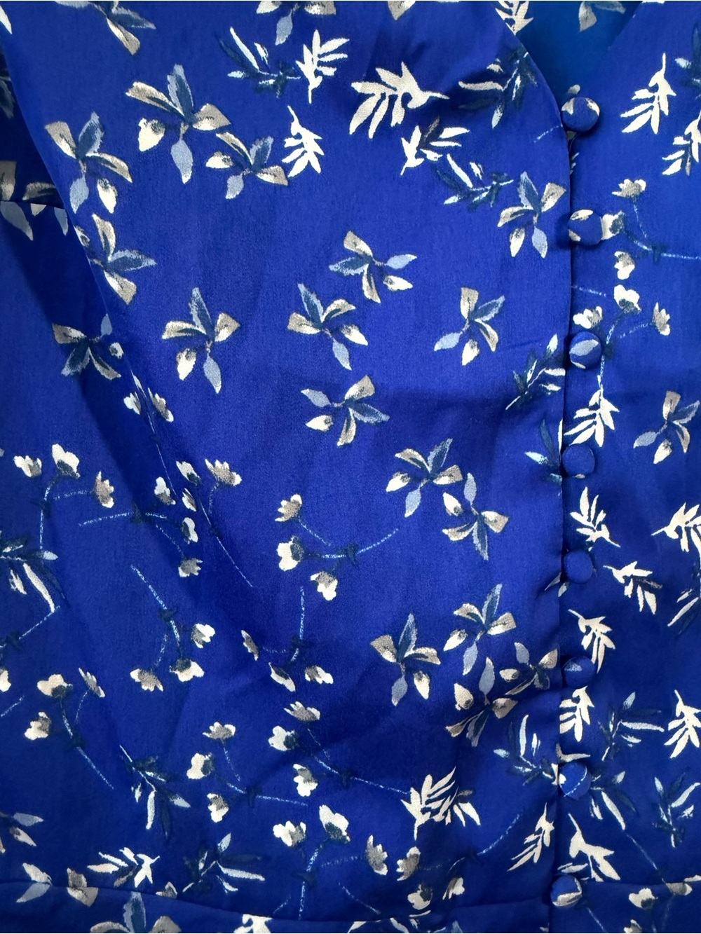 NWT Banana Republic Royal Blue Floral Blouse - Picture 4 of 7